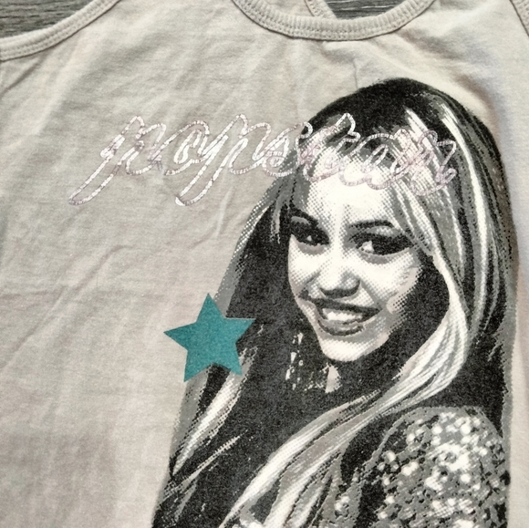 Disney Hanna Montana Popstar racer back tank top vintage gray teal magenta - Picture 2 of 3